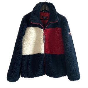 Tommy Hilfiger Flag Sherpa Jacket Women Size M